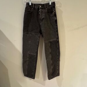 patchwork style high rise jeans